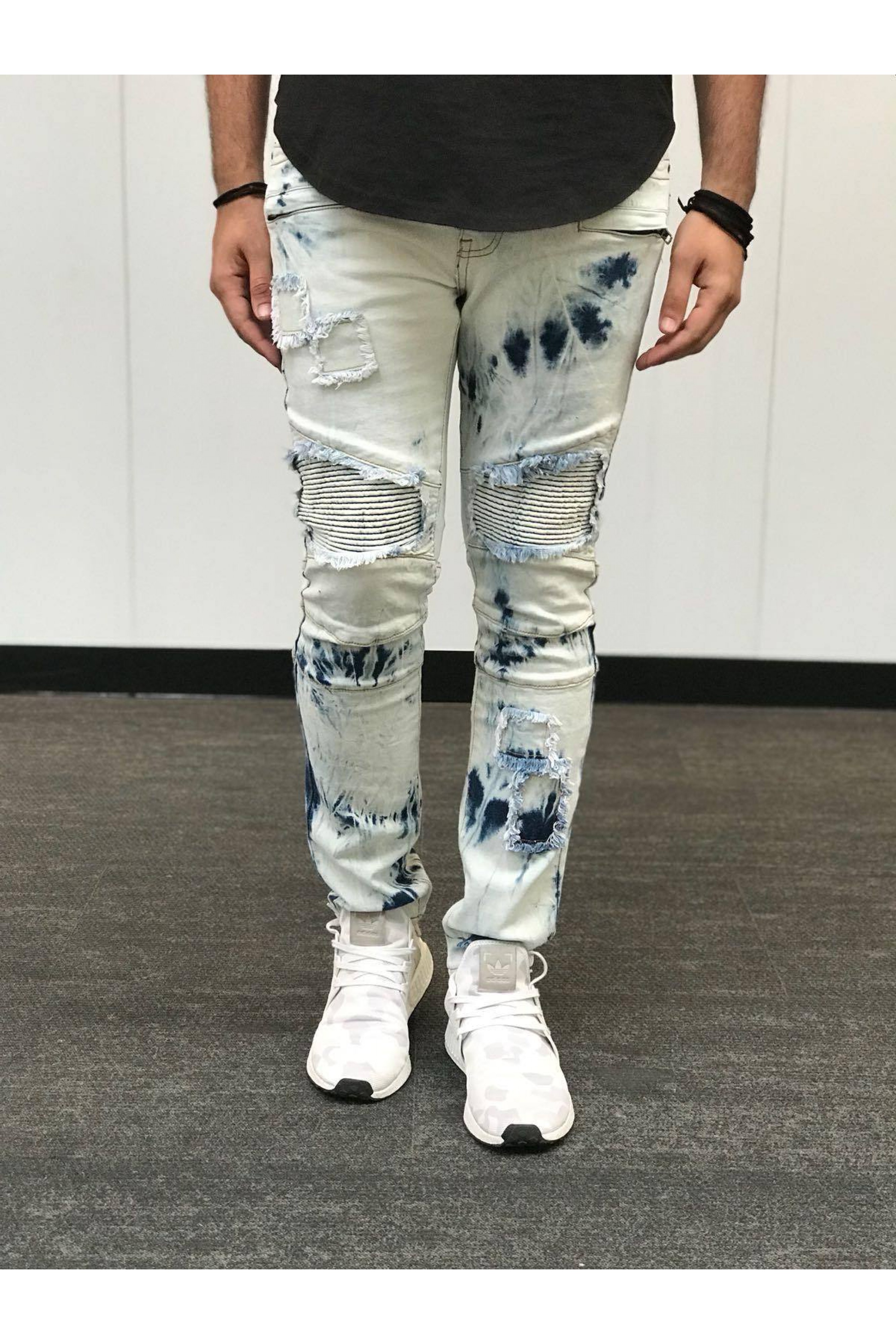 Acid washed moto store jeans